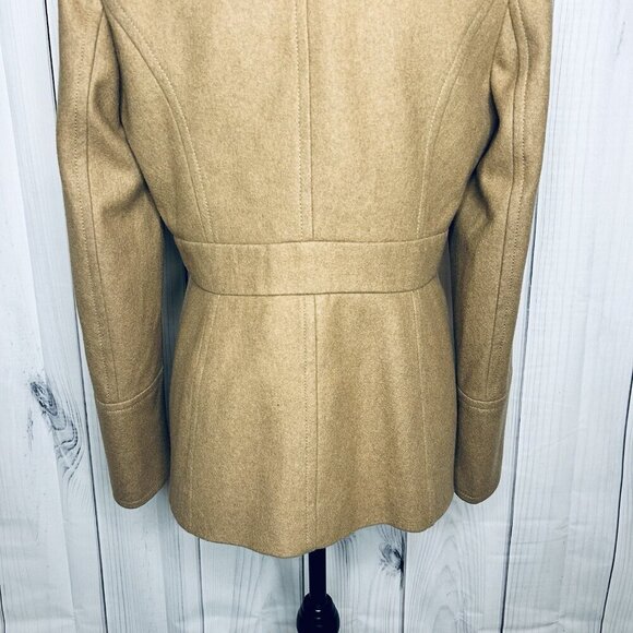 J Crew Coat Womens Sz 8 Tan Wool Blend Double Breasted Peacoat Classic - Picture 10 of 10